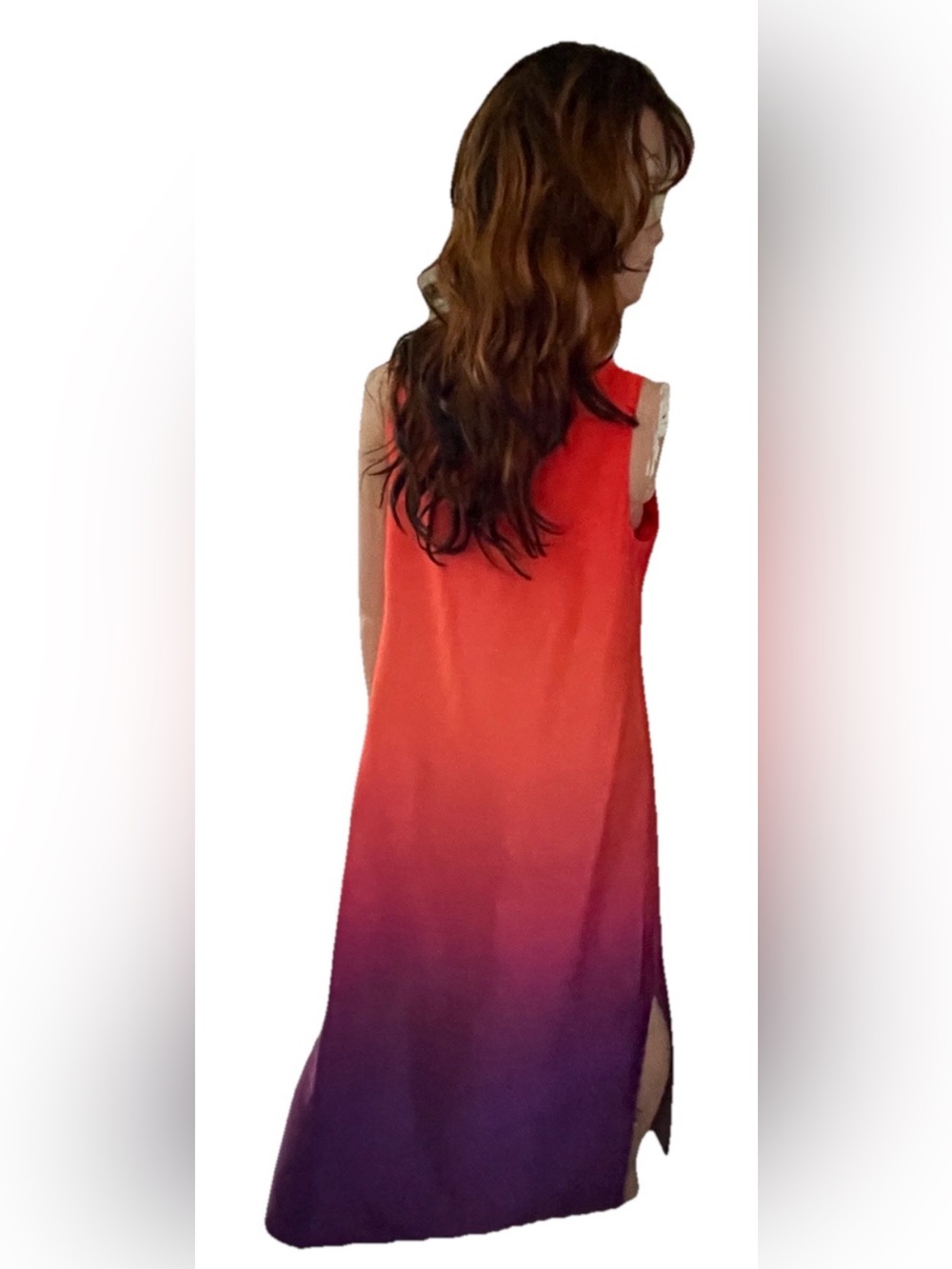 NICOLE MILLER New York Silky Gradient COLUMN Slip DRESS Size Large - Picture 5 of 8